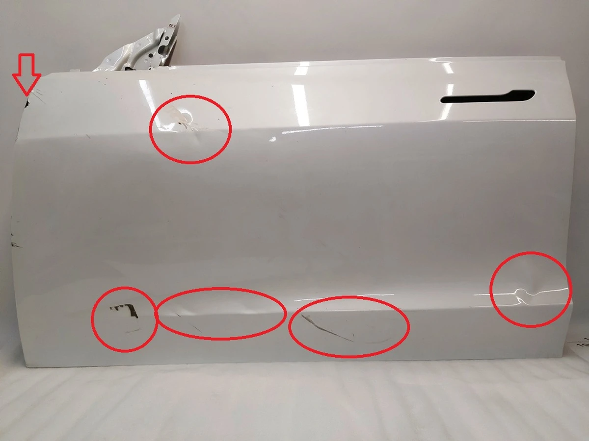 3 Дверь передняя левая (металл) PPSW (с повреждением) в сборе с уплотнителем Tesla model 3 1081421-E0-C