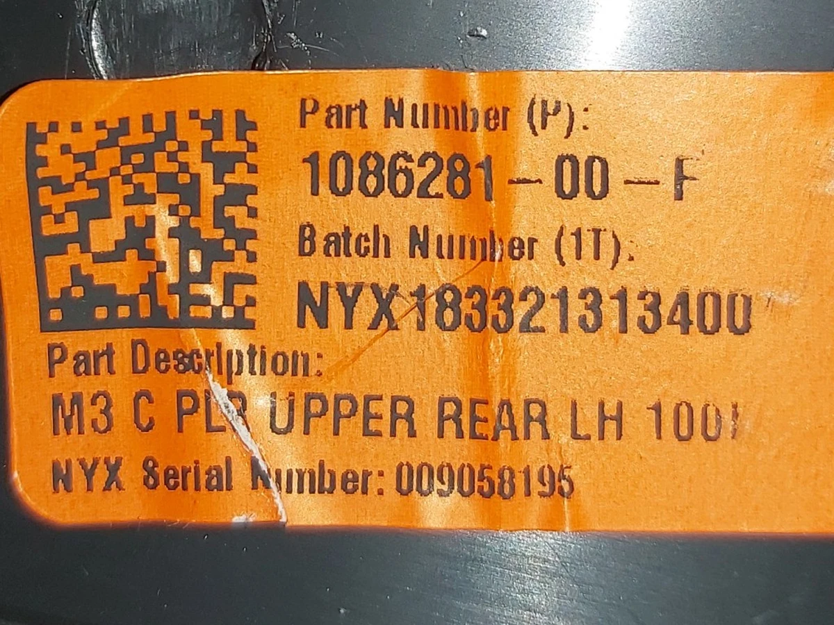 6 M3, UPPER C-PILLAR REAR, ASY, LH with damage Tesla model 3 1086281-00-G