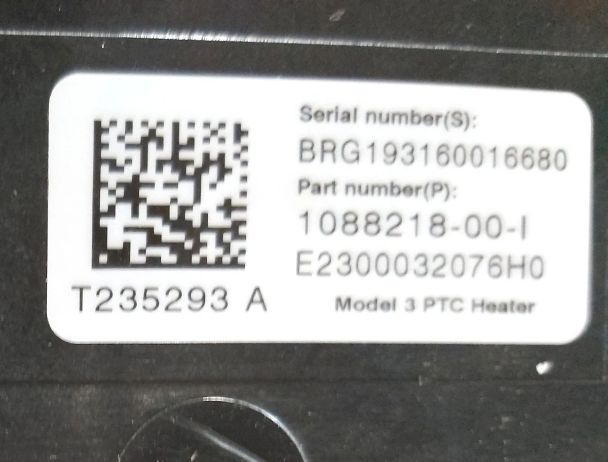 PTC heater Dual Zone M3 Tesla model 3 1088218-00-I