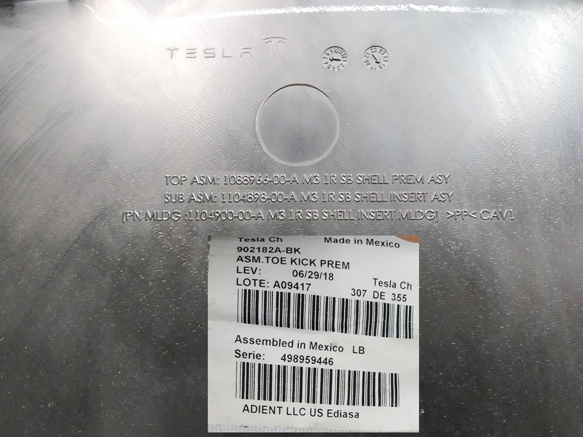1 1st row seatback shell assembly second hand Tesla Model 3, Model Y 1088966-00-D