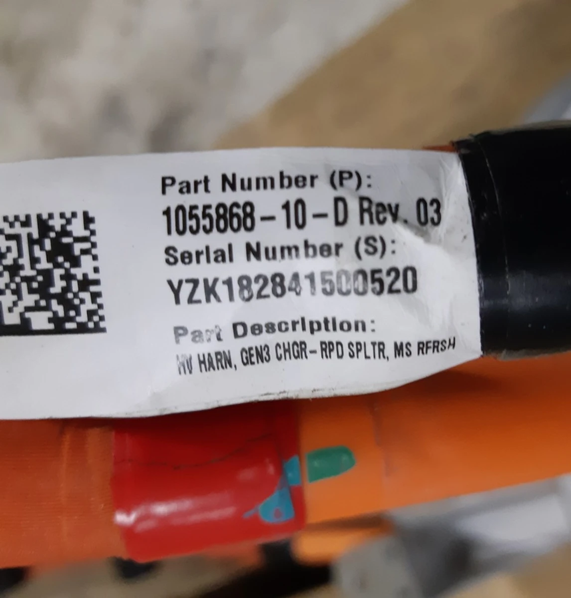 1 Splitter with high voltage wires assembly R04 Tesla model S REST 1507386-15-B