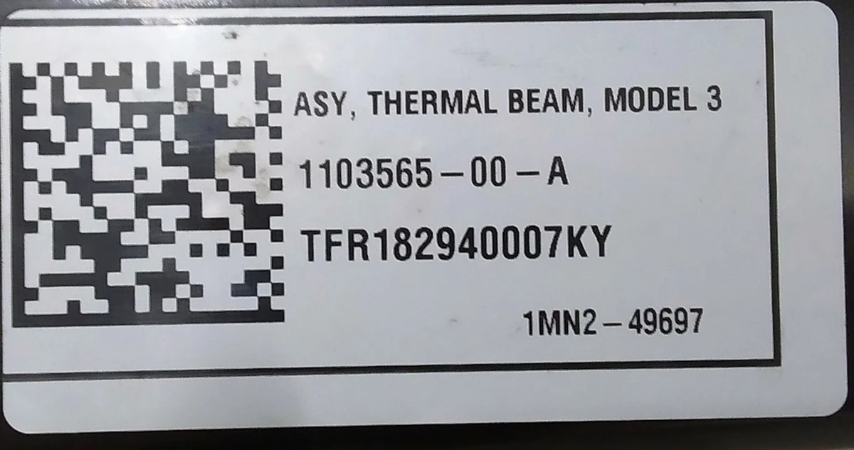 1 Передня поперечна балка посилення склянок (знімна) Tesla model 3 1075042-00-F