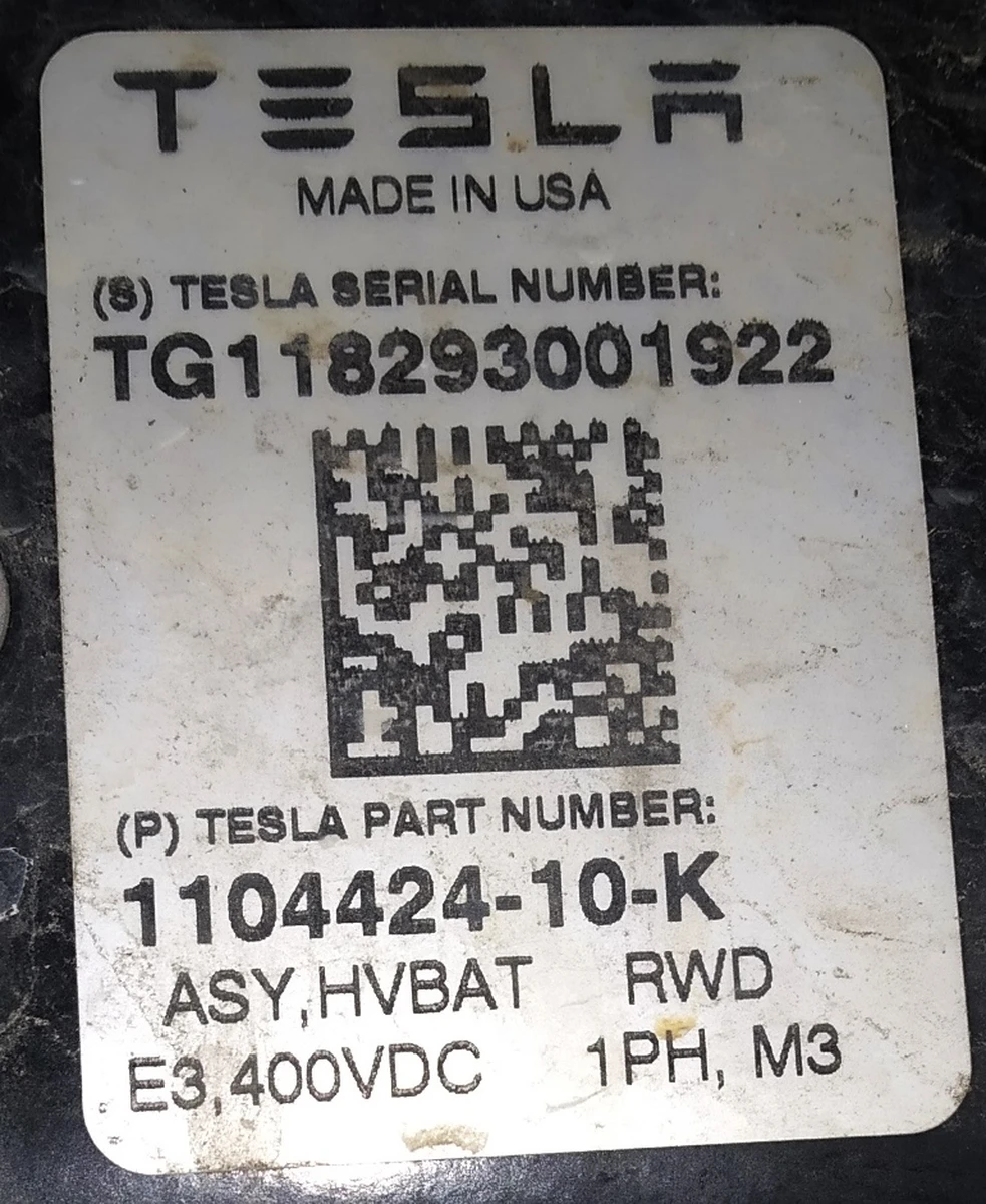 1 Main battery 75 kWh Long Range RWD Tesla model 3 1104428-00-N