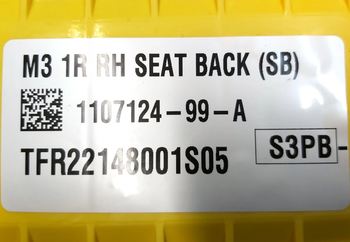 5 1ST ROW POWER LUMBAR SEATBACK ASSEMBLY Tesla model 3, model Y 1118494-00-J