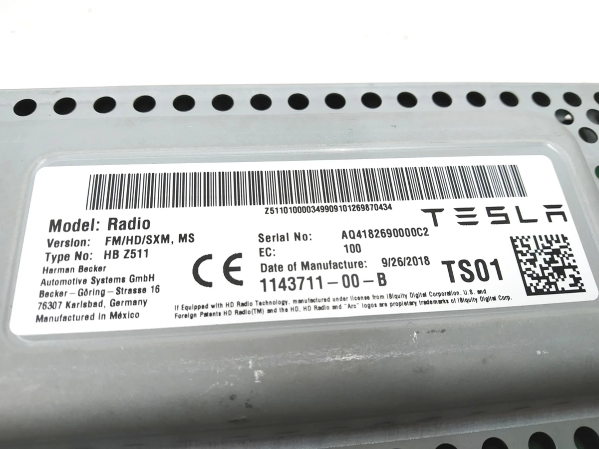 1 Радио (US) FM/HD/MS н/к Tesla model S REST 1143703-00-B