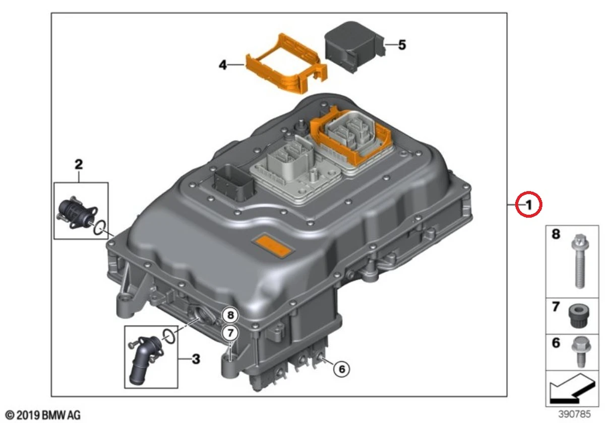 Electronic power control unit (DC / AC inverter 355VDC / 12VDC converter) BMW i3 12368635443