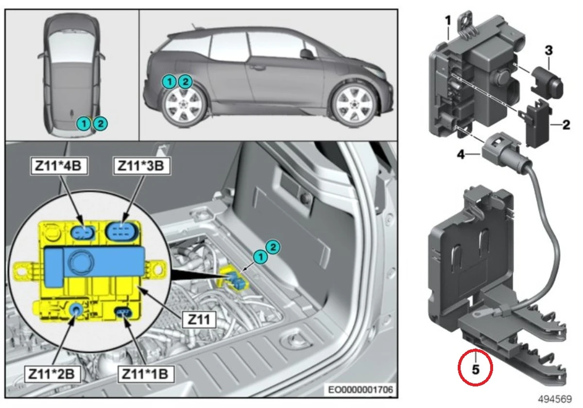 Кронштейн крепления модуля питания 12V DC двигателя и генератора BMW i3 12907625410