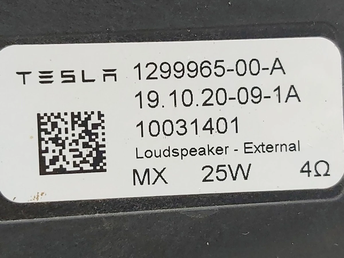12 Динамік шумогенератор для пішоходів Tesla Model S Feb 2021, Model X Mar 2021, Model 3, Model 3 Jan 2024, Model Y 1299965-00-A
