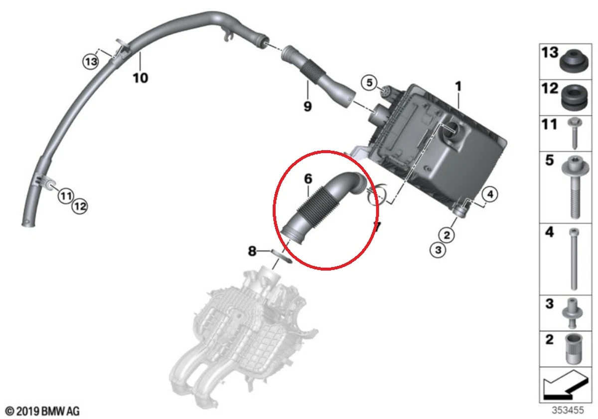 Повітропровід (чистого повітря) повітряного фільтра в зборі з хомутами BMW i3 13717642406