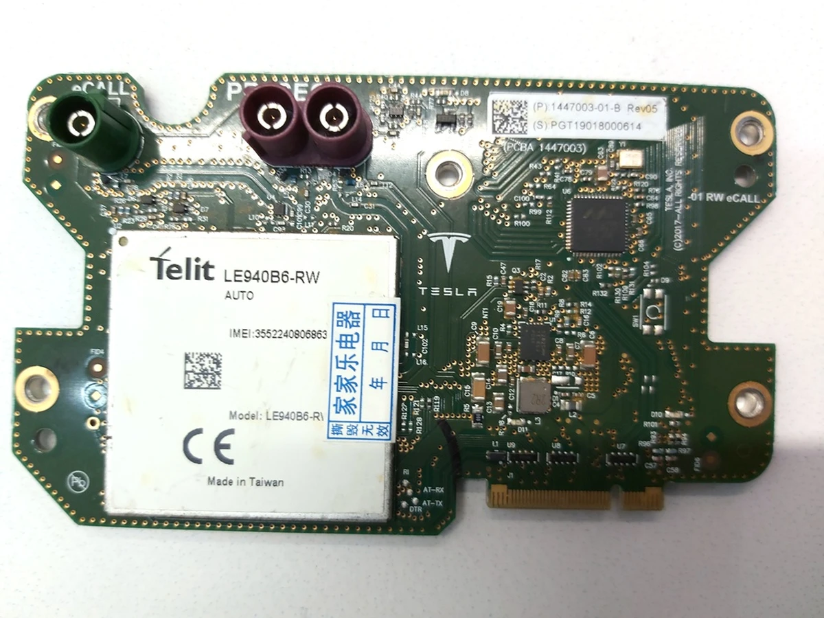 2 PCBA, LTE CONNECTIVITY, UBLOX GPS REV045 TELIT (INTEL) Tesla model S REST, model X, model 3, model Y 1521914-S1-B