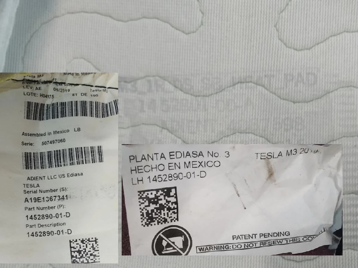 3 Обшивка спинки сидіння водія з підігрівом PREMIUM PUR BLACK Tesla Model 3, Model Y 1452890-91-J