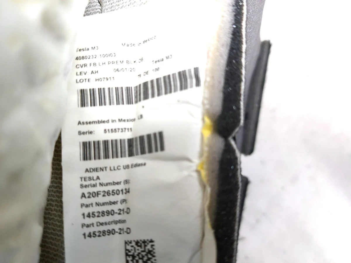 3 Спинка водительского сиденья с наполнителем и подогревом PREM PUR BLK под восстановление Tesla model 3, model Y 1452890-21-D