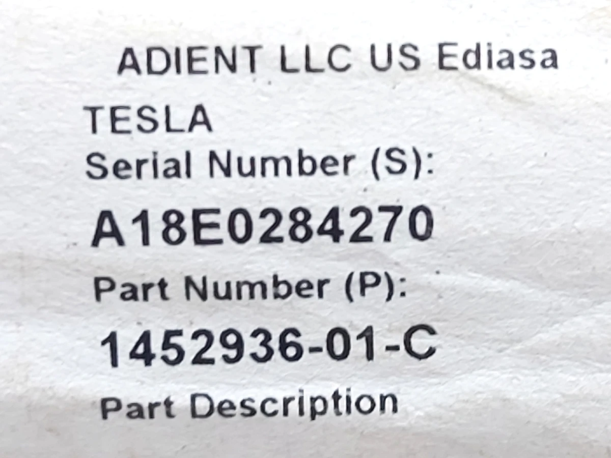 16 1ST ROW SEAT CUSHION TRIM - RIGHT HAND - PREM BLACK  complete with foam Tesla model 3 1452871-91-E