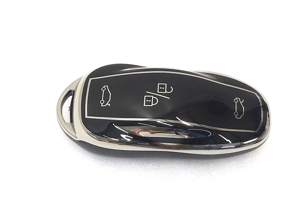 1 Чехол защитный для ключа (брелка) открытия автомобиля SILVER BLACK Tesla all models (кроме Model X, Model X Mar 2021) 1819445-00-B