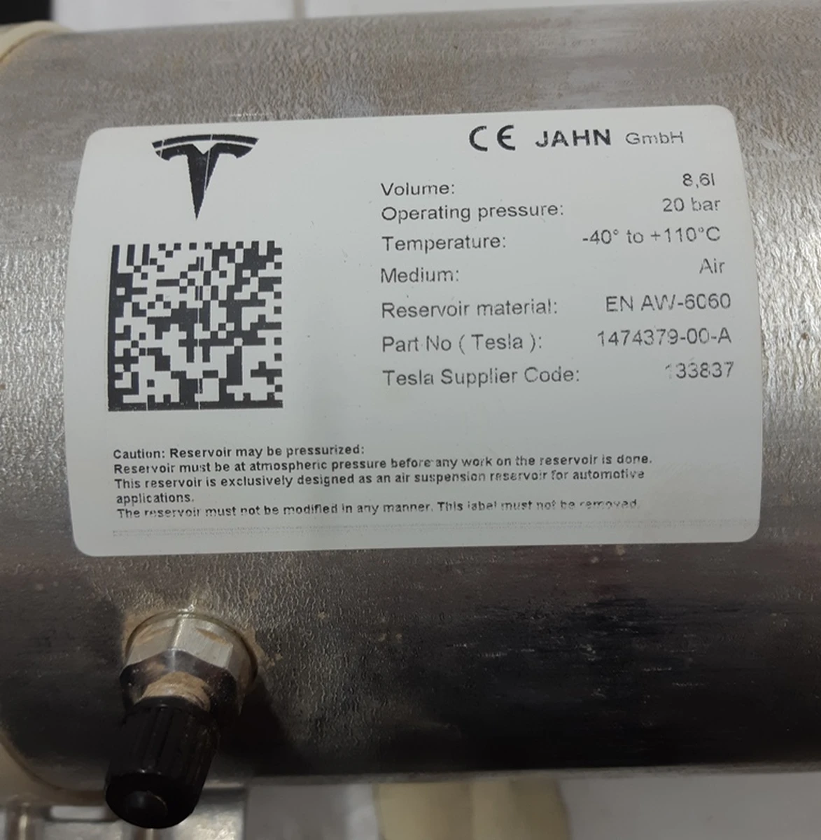 1 Балон пневмопідвіски (ресивер) у зборі Tesla model X 1474379-00-A