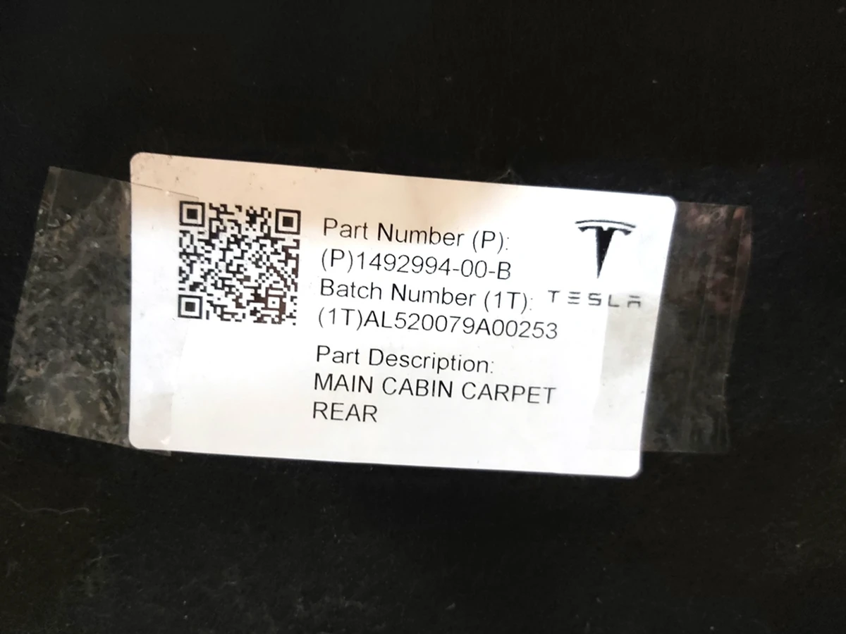 3 Cabin carpet rear Tesla Model Y 1492994-00-G