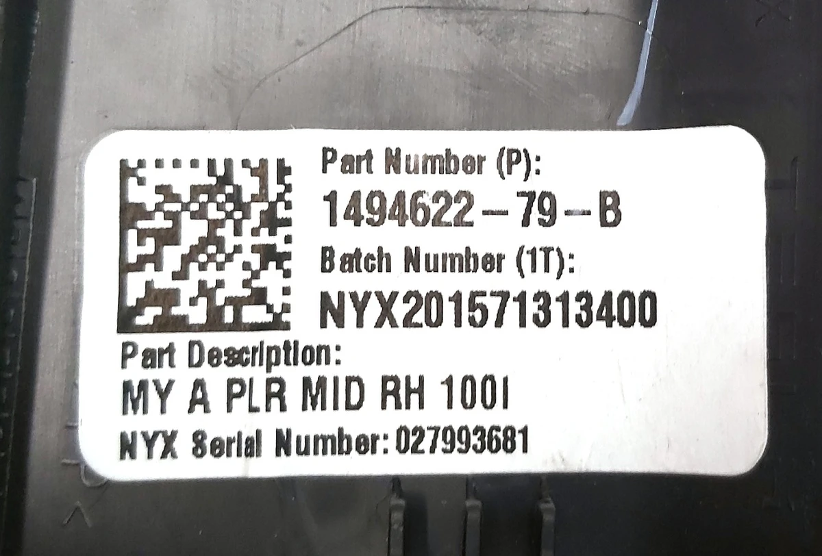 10 Накладка стойки А средняя правая Tesla model Y 1494622-00-B