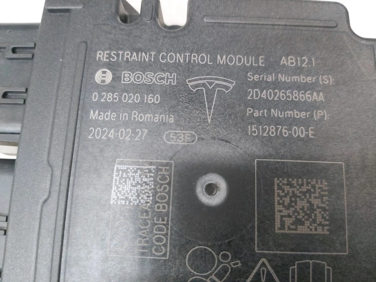 1 Блок управління AIRBAG AB12.1 Tesla Model S Feb 2021, Model S June 2025, Model X Mar 2021, Model X June 2025, Model 3, Model 3 Jan 2024, Model Y, Model Y Feb 2025 1512876-00-B