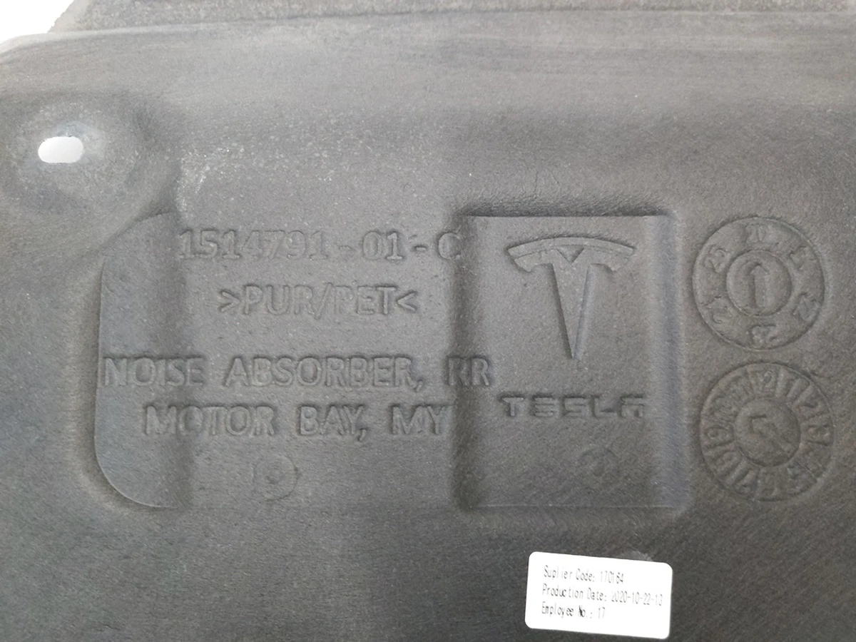 2 NOISE ABSORBER, RR MOTOR BAY, Tesla Model Y, Model Y Feb 2025 1637620-00-B