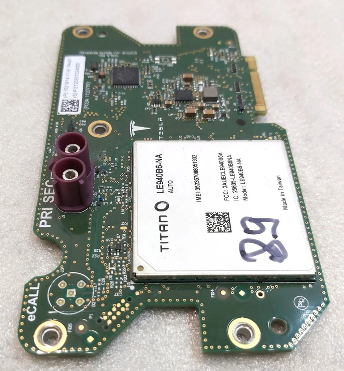 FUSED,TST&amp;CONFIG CONNECTIVITY CARD,NA Tesla model S REST, model X, model 3, model Y 1521914-S1-B