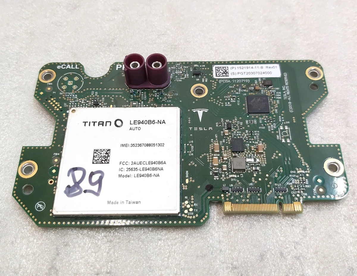 FUSED,TST&amp;CONFIG CONNECTIVITY CARD,NA Tesla model S REST, model X, model 3, model Y 1521914-S1-B