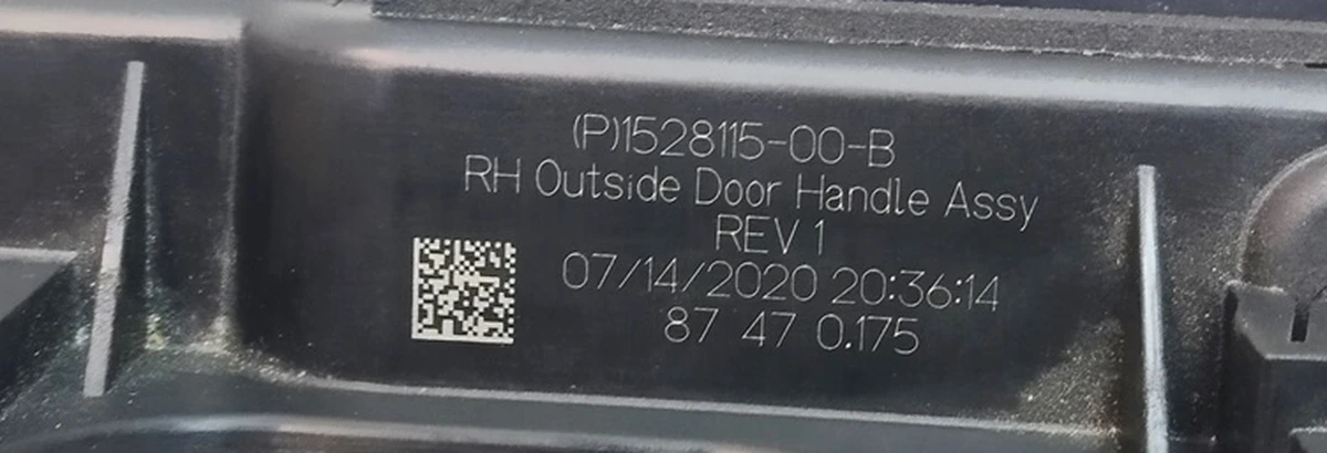 2 Механізм ручки зовнішньої передньої задньої правої BLACK REV1 Tesla Model 3, Model Y 1528115-00-D