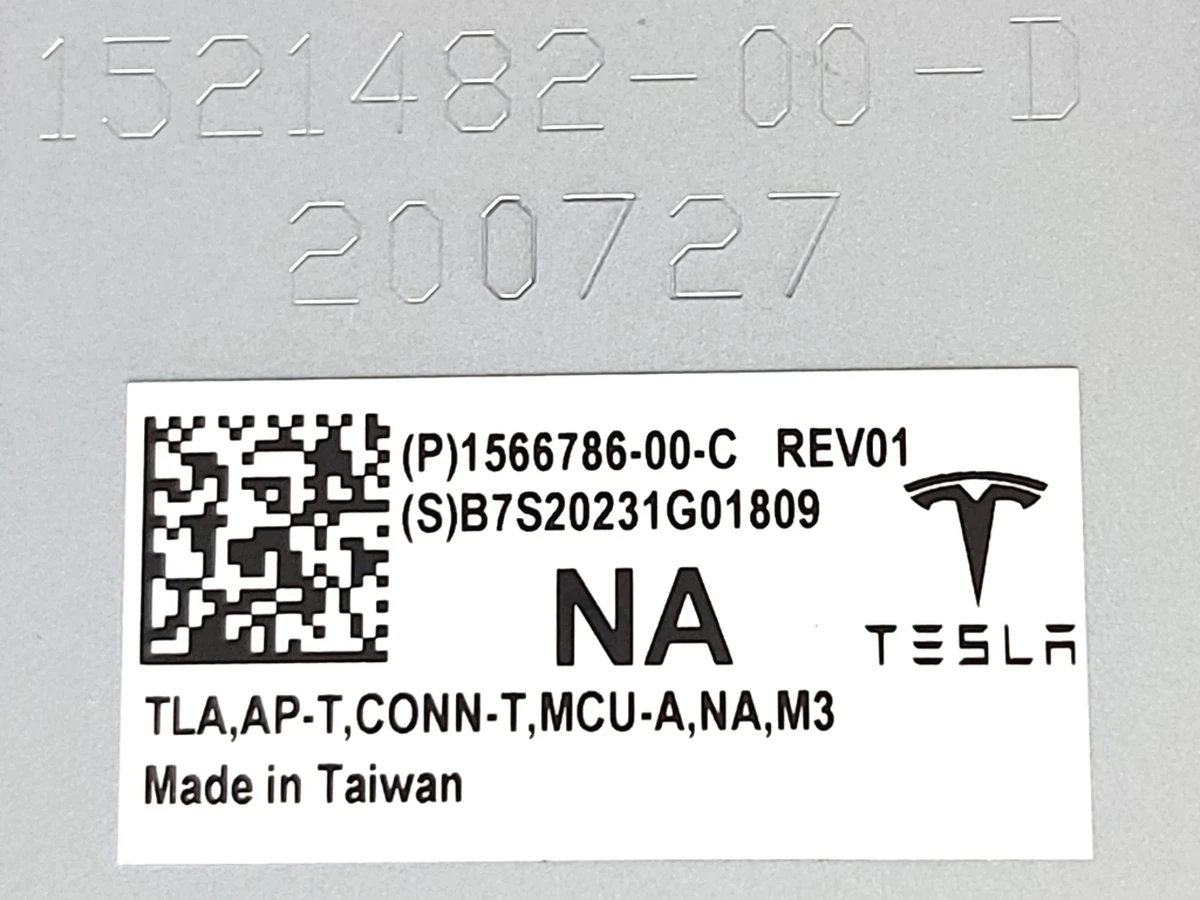 1 M3,TLA,CAR.COMP,CN,AP3.2,TSC- PROVISIONED Tesla model 3 1566786-S0-C