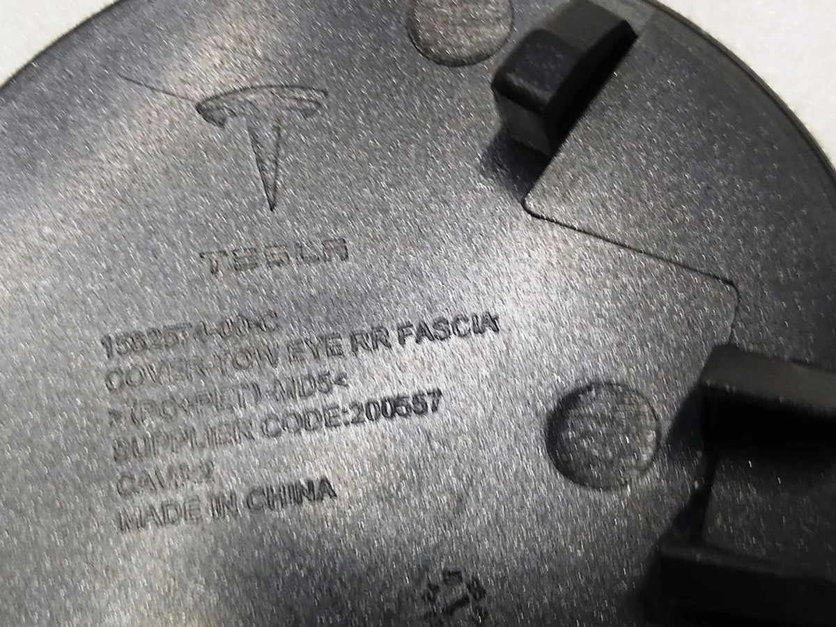 14 TOW EYE COVER REAR FASCIA PMNG Tesla Model 3 Jan 2024 1582574-00-C
