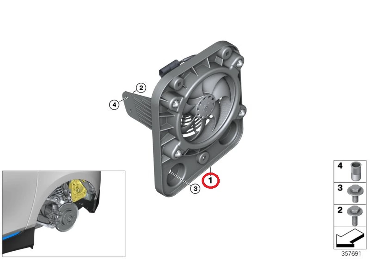 Additional rear electric fan, complete with a temperature sensor air BMW I3 17428608033.