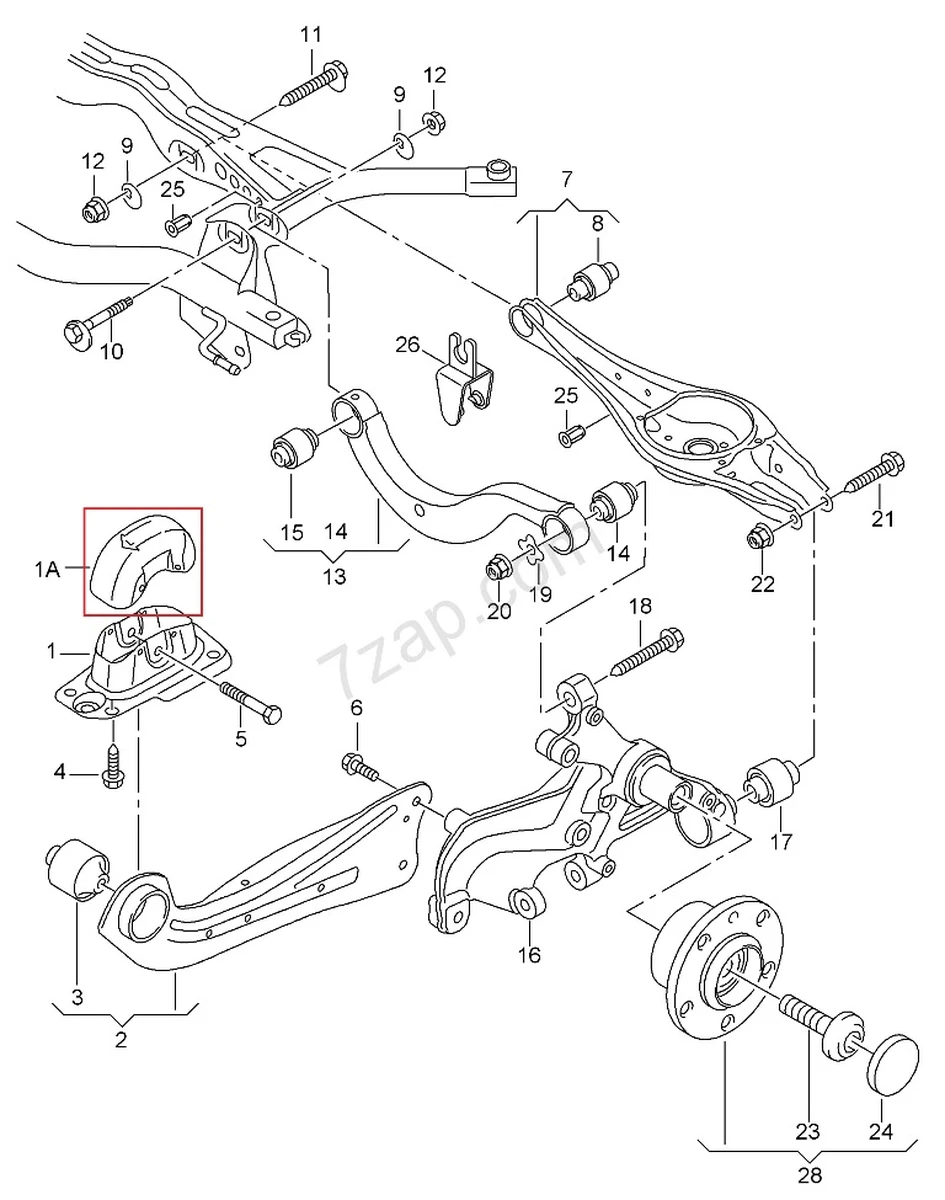 Накладка опори важеля підвіски права Volkswagen E-GOLF 1K0501476