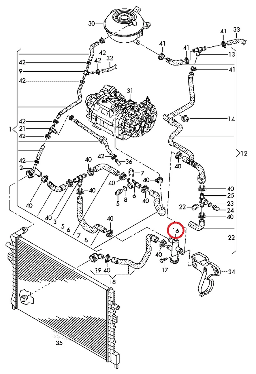 Клапан потрійний електромагнітний системи охолодження 1T0820036D Volkswagen E-GOLF