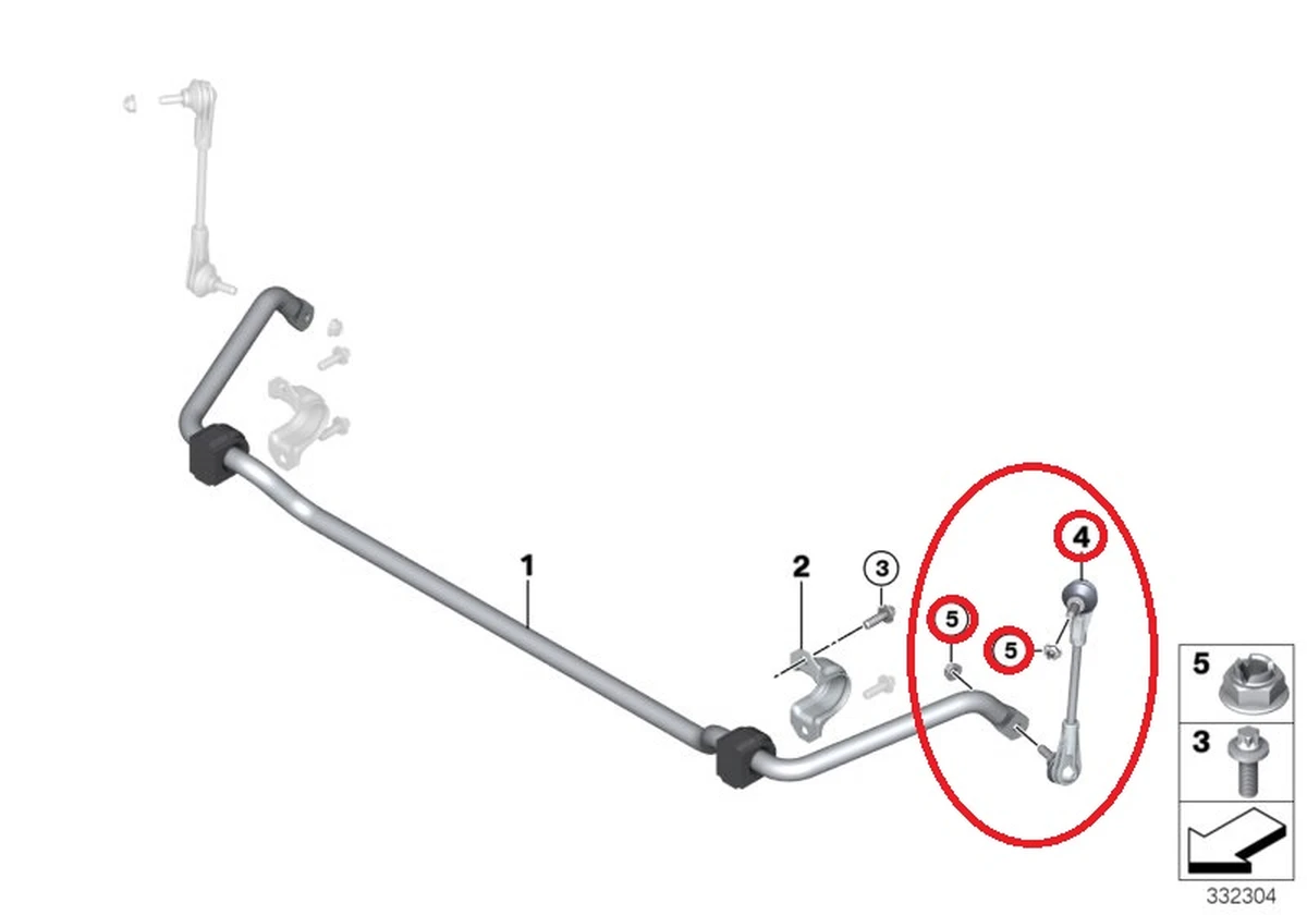 Стойка стабилизатора передняя левая в сборе с гайками BMW I3 31306862857