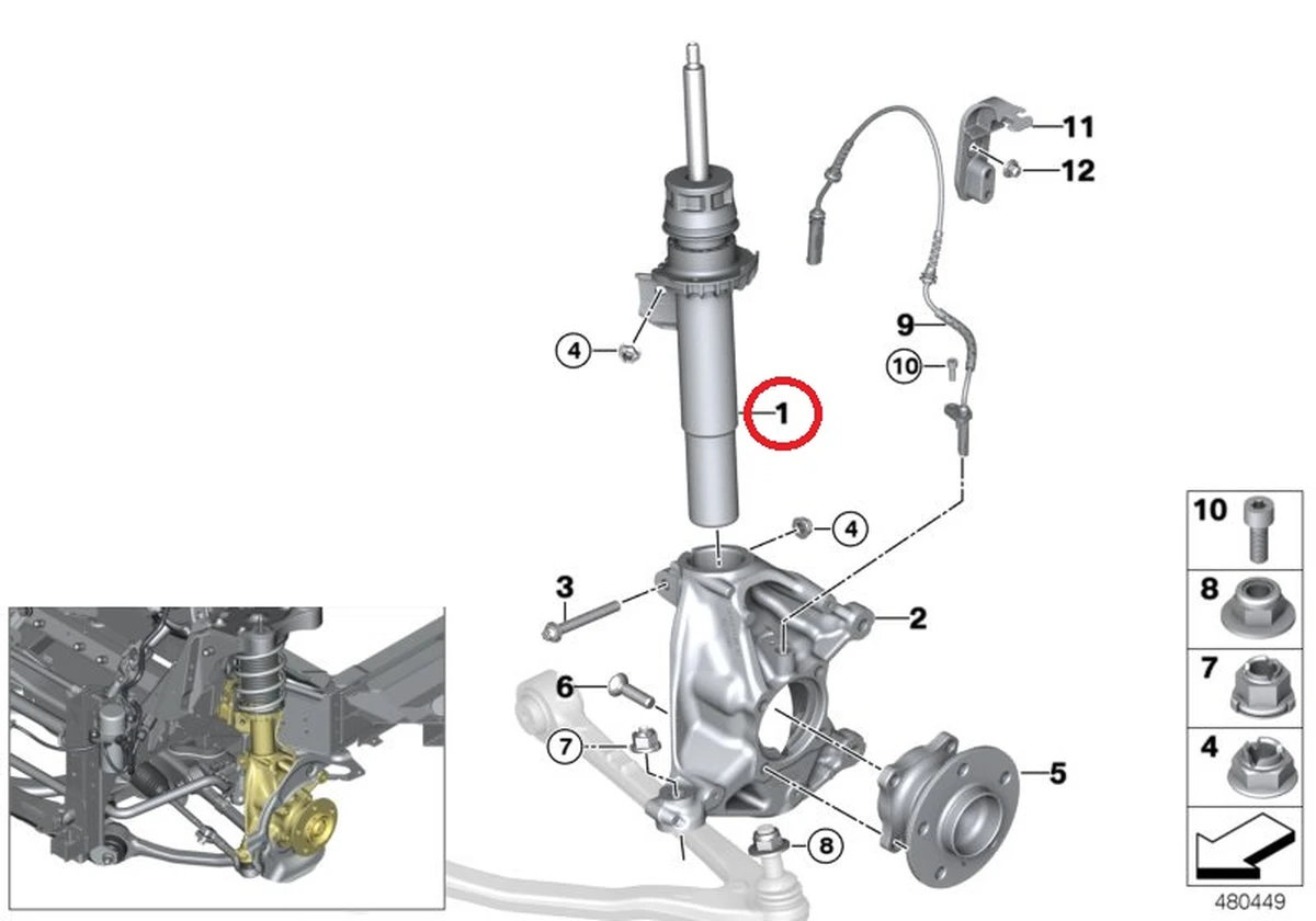 Front right spring strut assy with damage BMW I3 31316870358