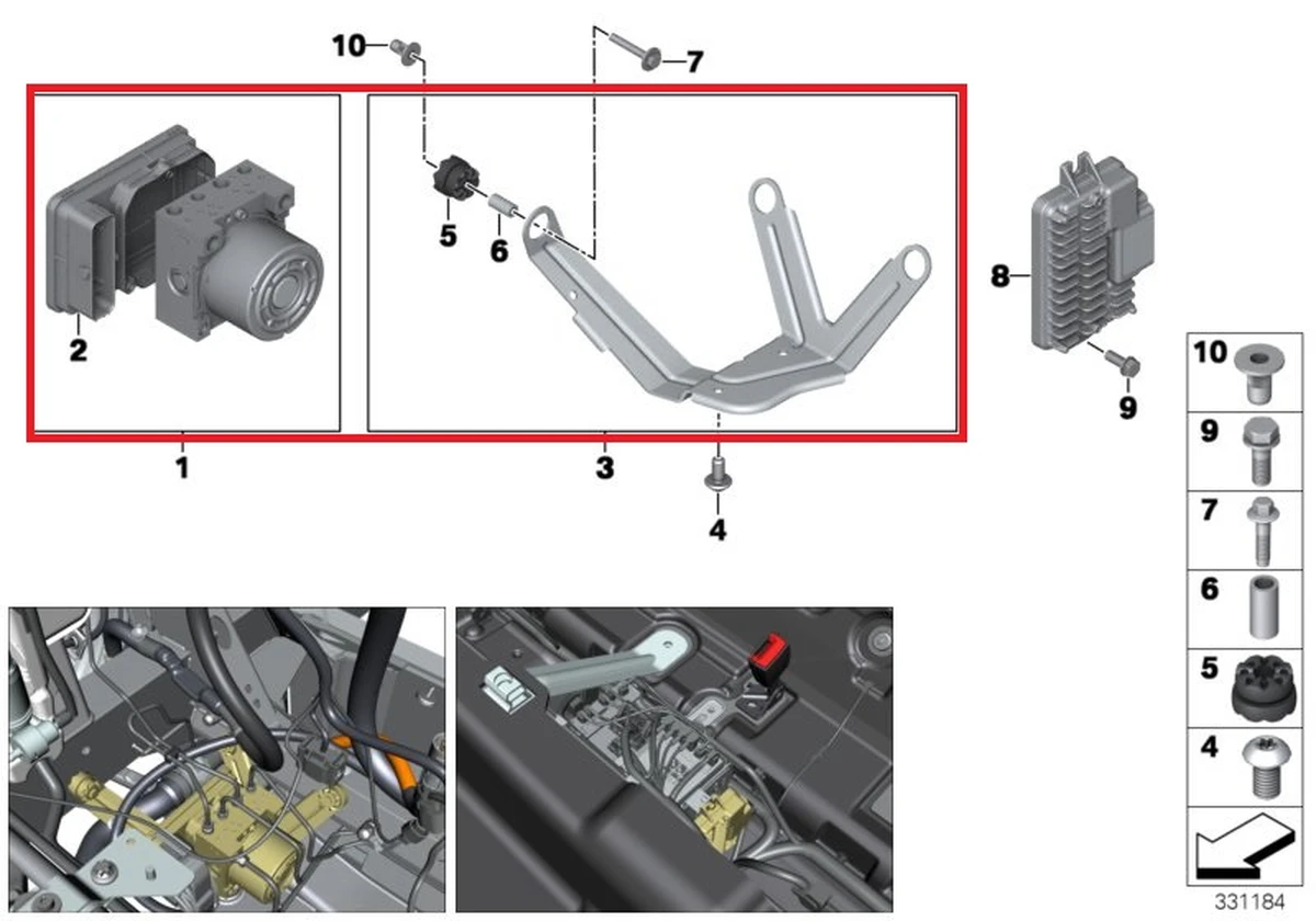 Модуль ABS (RP гідравлічний вузол DSC) в зборі з кронштейном і подушками BMW i3 34516872313