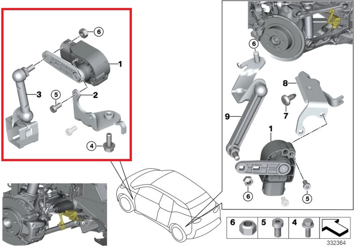 Датчик уровня дорожного просвета передний левый в сборе с кронштейном и рычагом BMW i3 37146867646