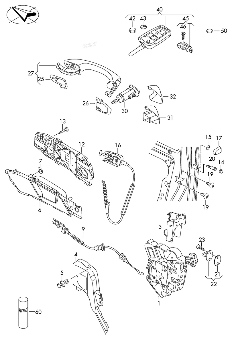 Door lock hinge front left right Volkswagen E-GOLF 3C0837033B