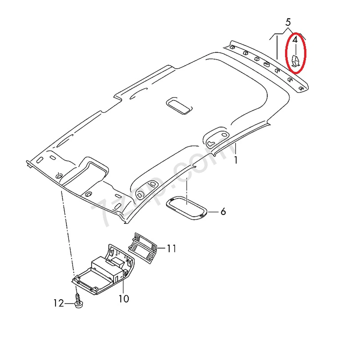 Clip fastening 14.5 facings and linings 4A0867276B Volkswagen E-GOLF