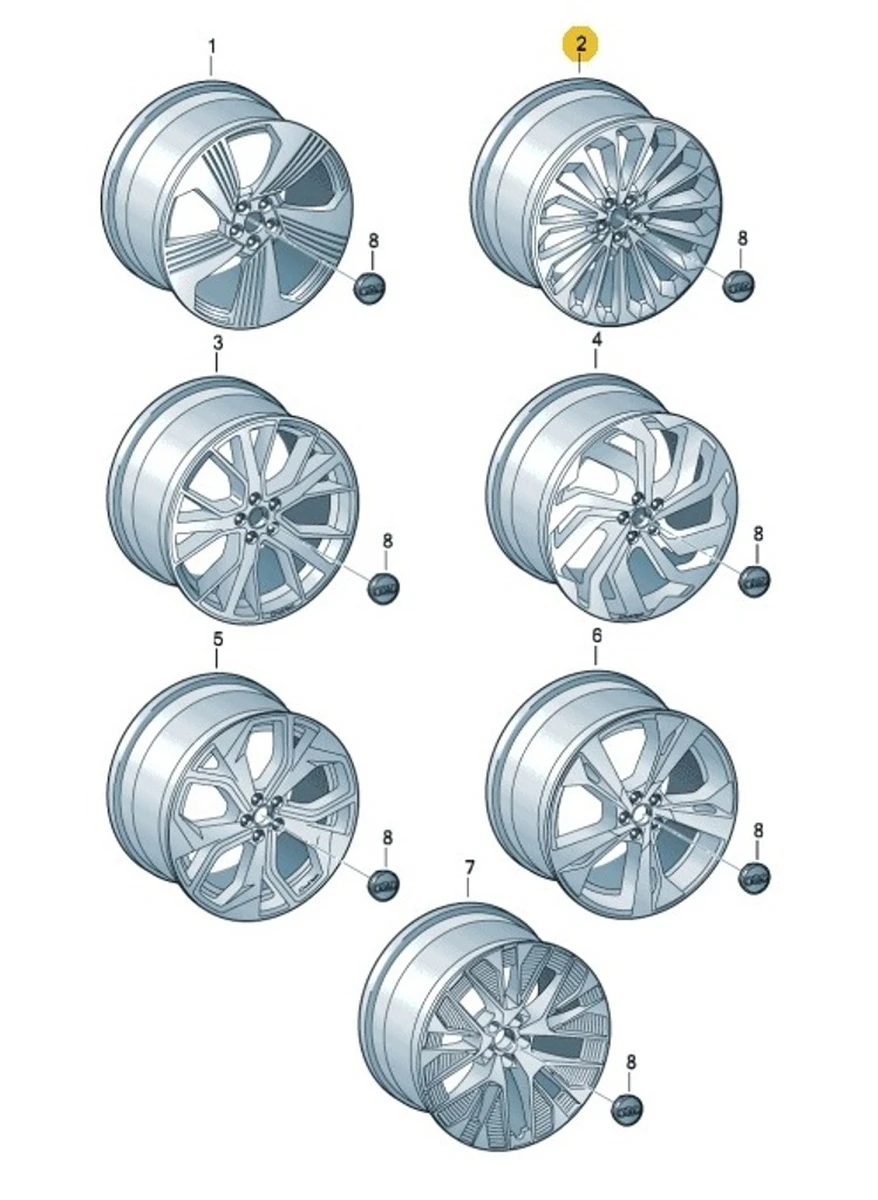 Aluminum rim E9,5JX21H2 ET36 damage Color code: JG3 Audi E-tron 4KE601025G