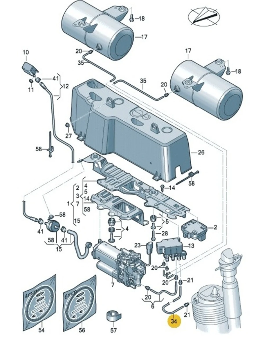 Трубопровід пневмосистеми 4ММ синій Audi E-tron 4KE616712D