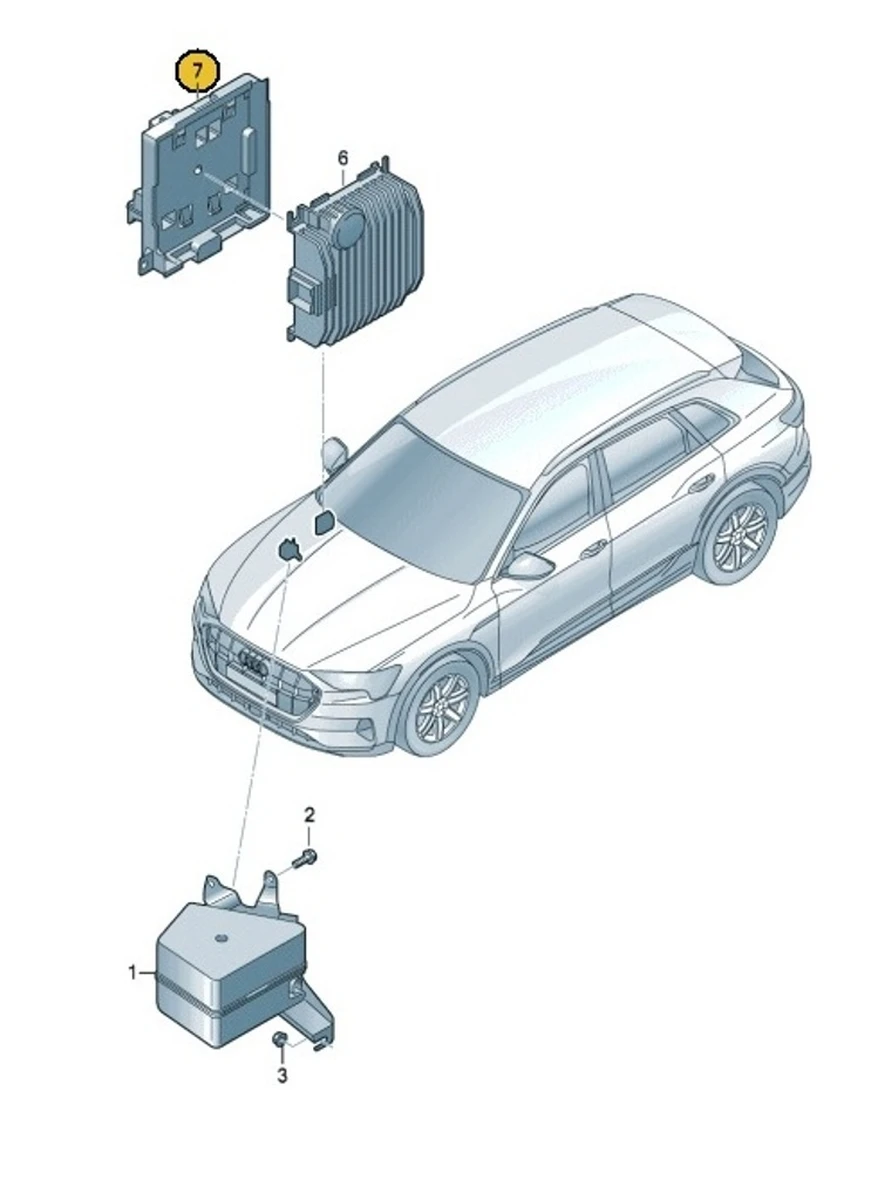 Кронштейн блоку управління генерування шуму двигуна Audi E-tron 4KE907392