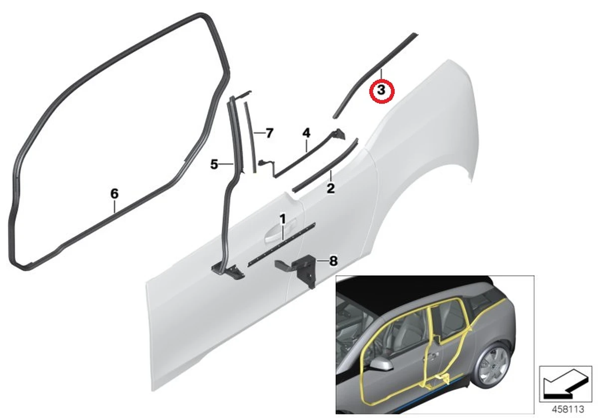 Waistline cover, rear right BMW I3 51357277056