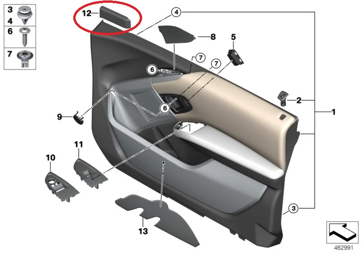 Накладка зеркала наружного правого внутренняя BMW I3 51337310548