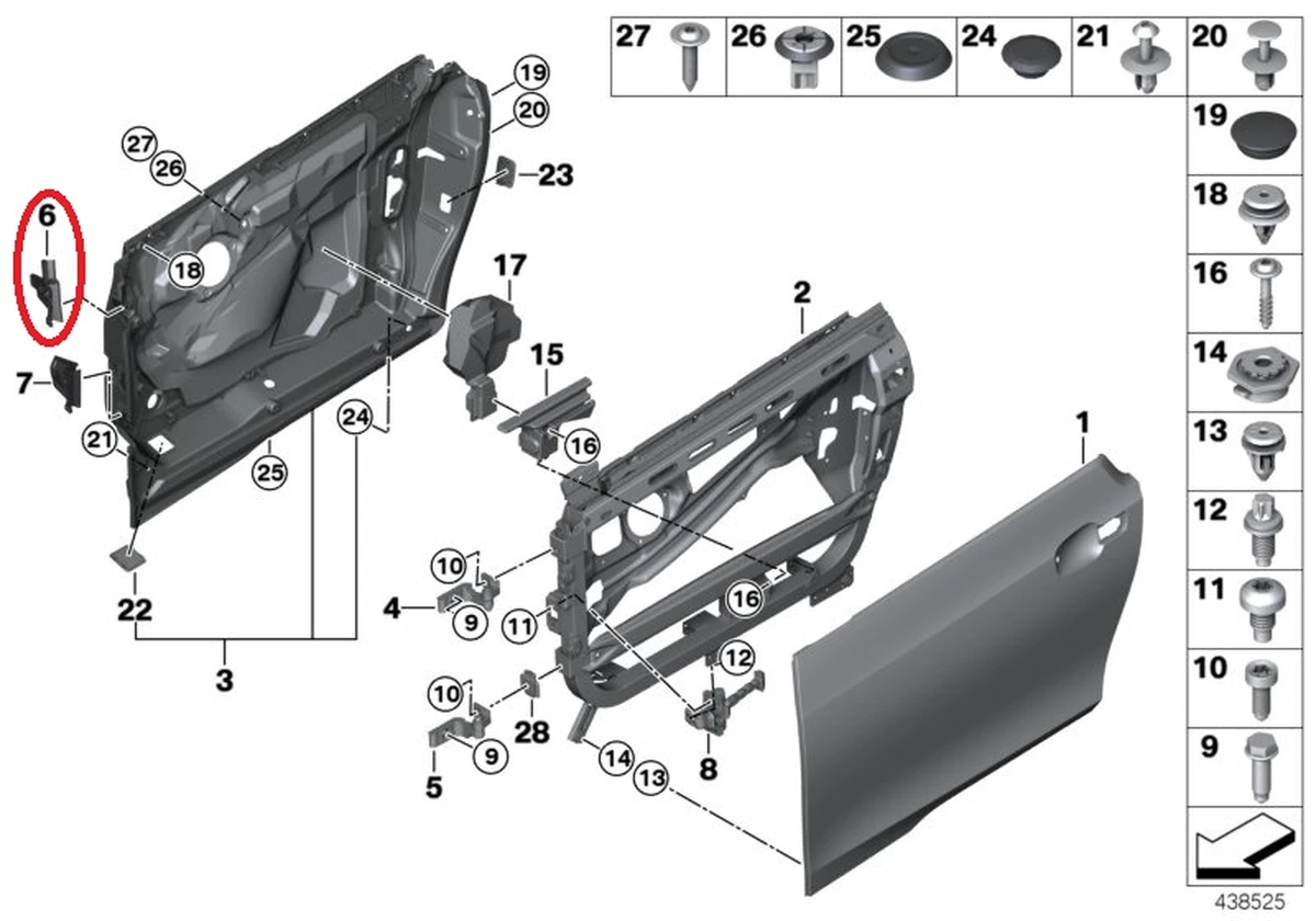 Cover, hinge, front right top BMW I3 51417363178