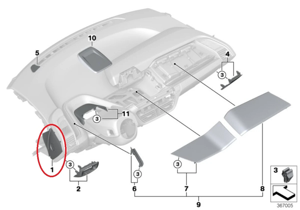 Накладка инструментальной панели боковая правая BMW i3 51459282994