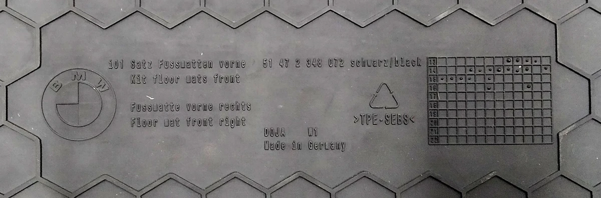 Килимок салону першого ряду сидінь пасажирський (прогумований) BMW i3 51472349826