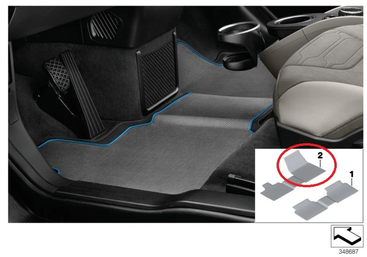 Килимок салону першого ряду сидінь пасажирський (прогумований) BMW i3 51472349826