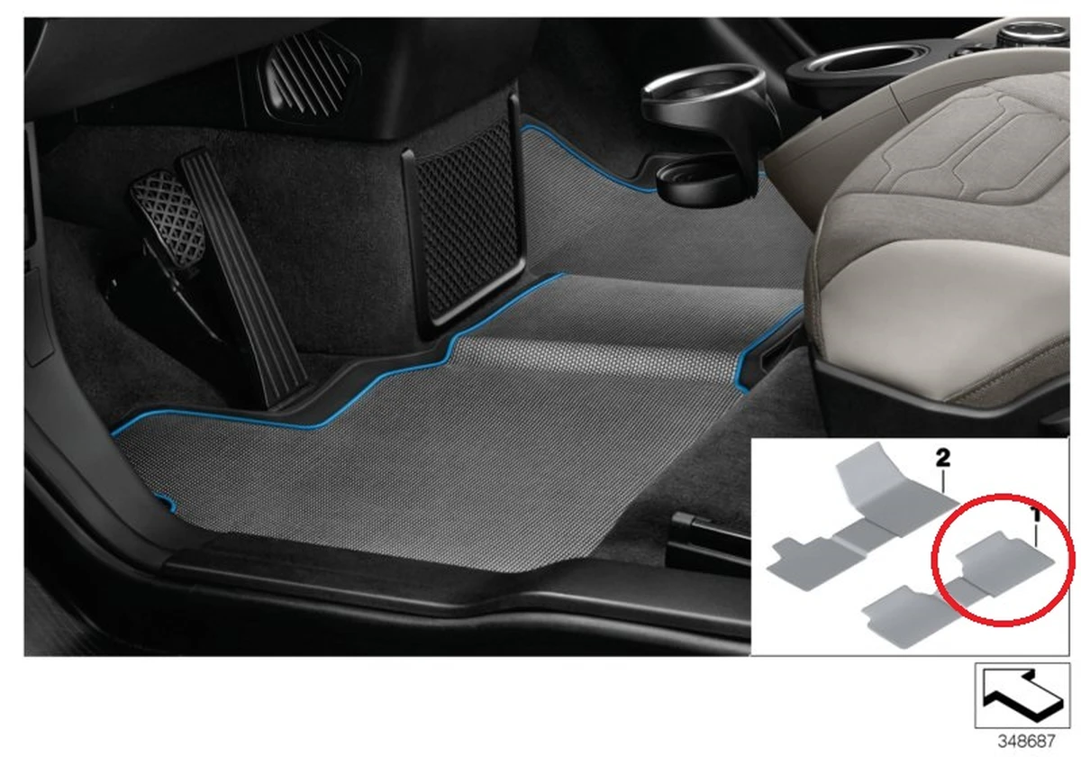 Килимок салону 2-го ряду сидінь правий (прогумований) BMW i3 51472353819
