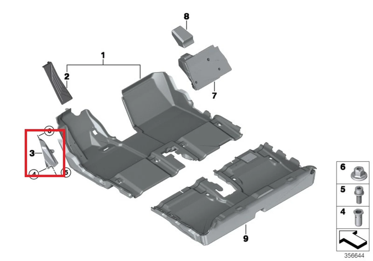 Кронштейн подставки для левой ноги BMW i3 51477288502