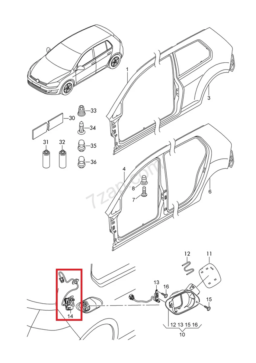 Charging port cover lock (Actuator) Volkswagen E-GOLF 5C6810773H