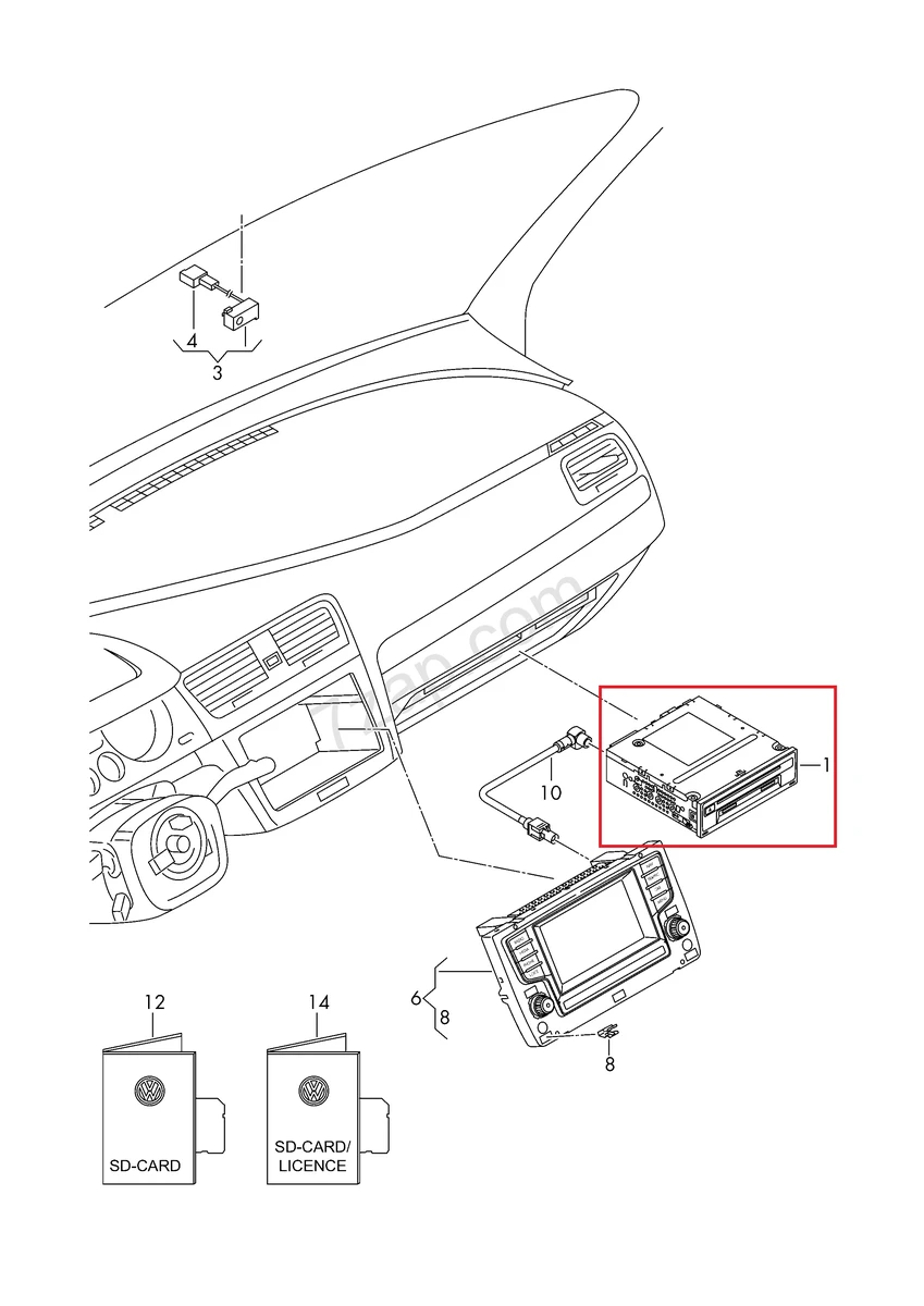 Information electronics control unit with Bluetooth SD / CD radio and navigation system Volkswagen E-GOLF 5G00